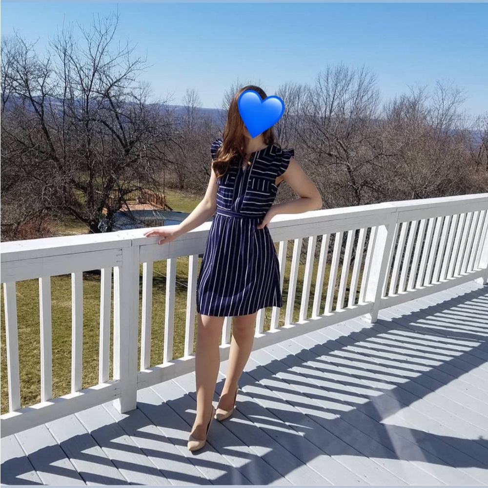 Monteau Blue and White Flutter Sleeve Sundress